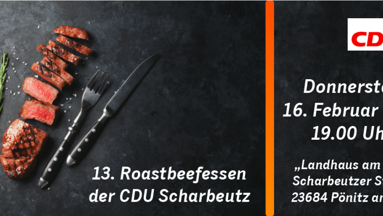 Traditionelles Roastbeefessen er CDU Scharbeutz Einladung